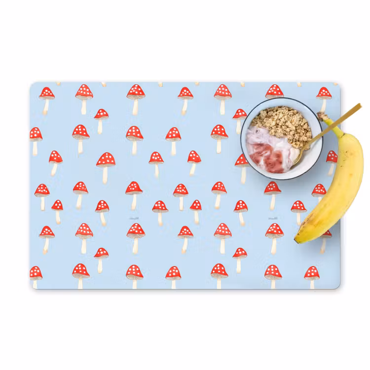 Paddenstoel -Sprookje - Blauw Placemat vinyl groot 368 -zzzproduct_Kitchenyeah-website