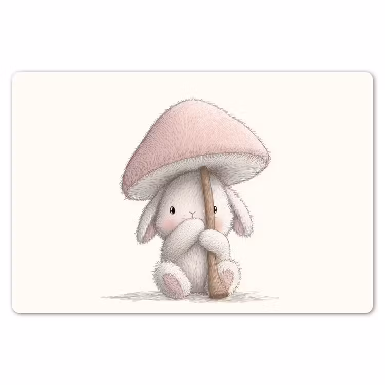 Paddenstoel - Konijn - Roze Placemat vinyl groot -zzsfeer1_Kitchenyeah-website