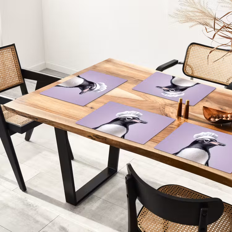 Pinguïn - Koksmuts - Lief - Paars Placemat vinyl groot -zzsfeer4_Kitchenyeah-website