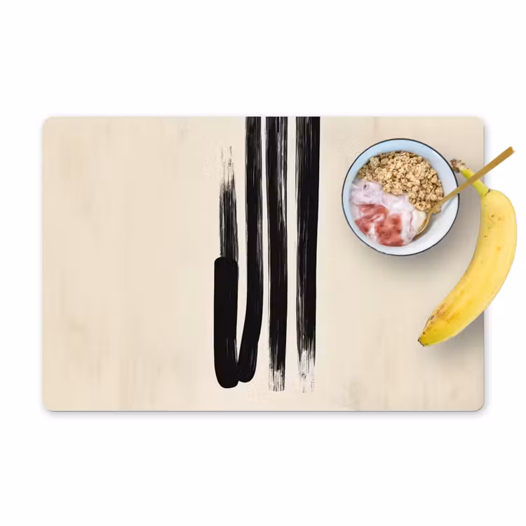 Penseelstreken - Verticaal - Zwart Placemat vinyl groot -zzzproduct_Kitchenyeah-website