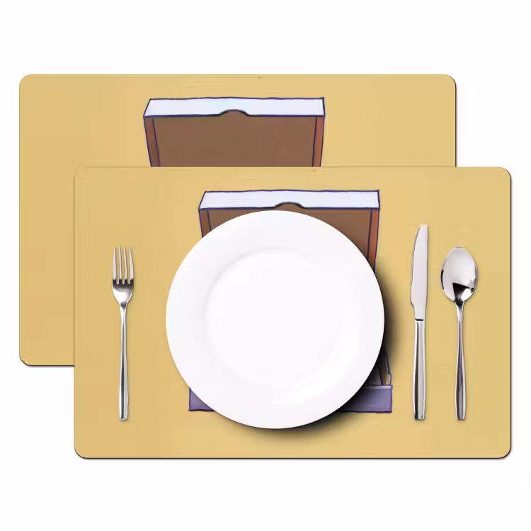 Pizza - Doos - Salami - Illustratie Placemat vinyl groot -zzsfeer2_Kitchenyeah-website