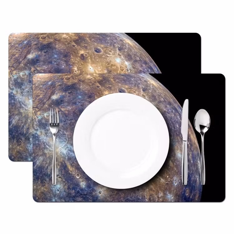Tischset - 6 Stück - Planet – Krater – Weltraum - Planeet - Kraters - Ruimte Placemat vinyl groot
