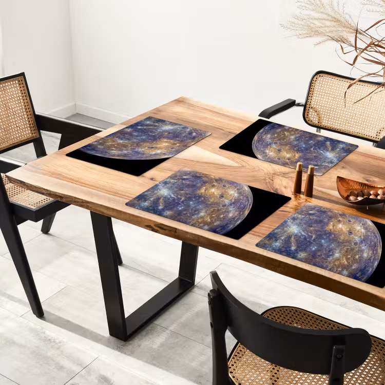 Tischset - 6 Stück - Planet – Krater – Weltraum - Planeet - Kraters - Ruimte Placemat vinyl groot