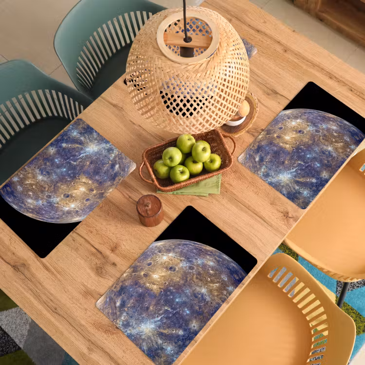 Tischset - 6 Stück - Planet – Krater – Weltraum - Planeet - Kraters - Ruimte Placemat vinyl groot