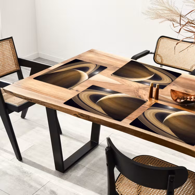 Tischset - 6 Stück - Planet – Ringe – Weltraum - Planeet - Ringen - Ruimte Placemat vinyl groot