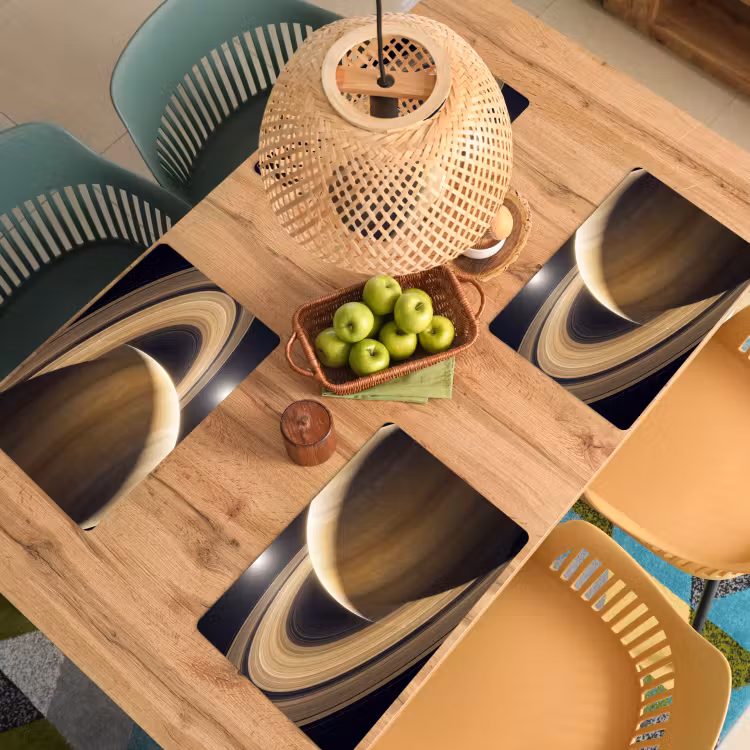 Tischset - 6 Stück - Planet – Ringe – Weltraum - Planeet - Ringen - Ruimte Placemat vinyl groot