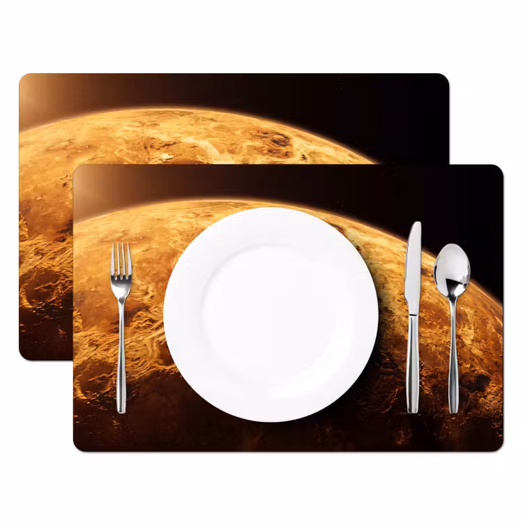 Tischset - 6 Stück - Planet – Weltraum – Orange - Planeet - Ruimte - Oranje Placemat vinyl groot