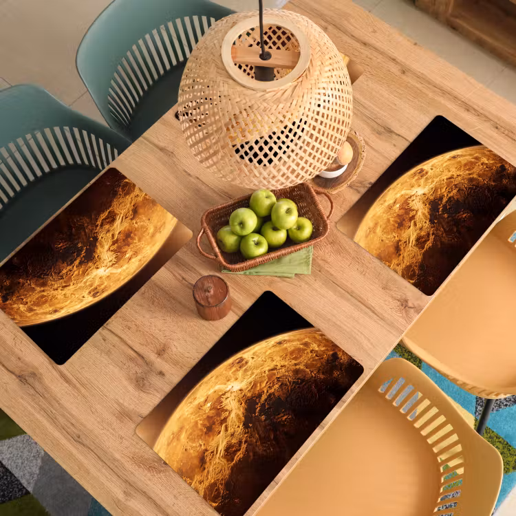 Tischset - 6 Stück - Planet – Weltraum – Orange - Planeet - Ruimte - Oranje Placemat vinyl groot