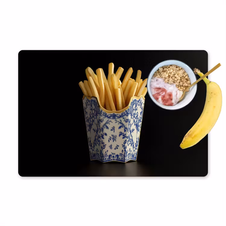 Friet - Porselein - Delfts blauw - Eten Placemat vinyl groot -zzzproduct_Kitchenyeah-website