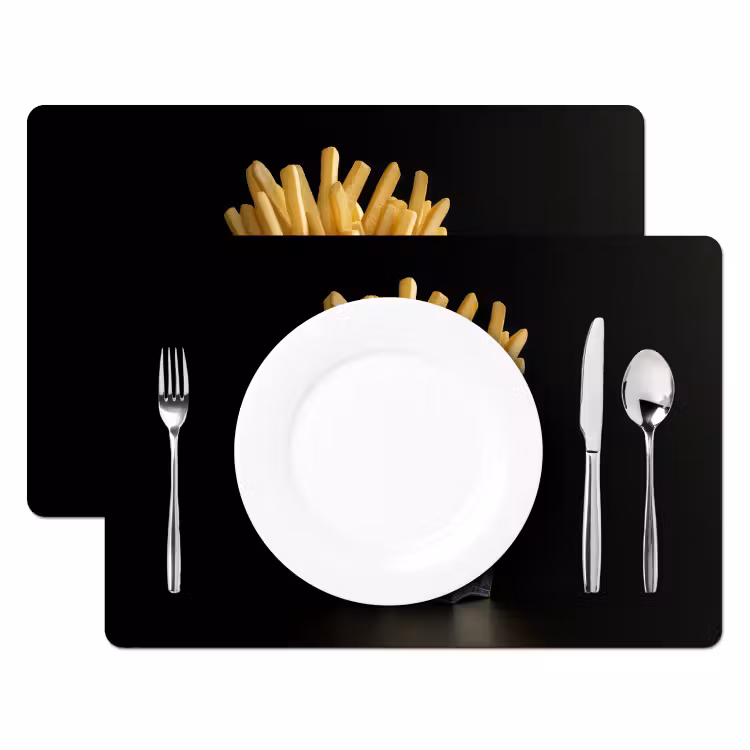 Friet - Porselein - Delfts blauw - Eten Placemat vinyl groot -zzsfeer2_Kitchenyeah-website