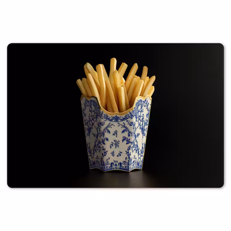 Friet - Porselein - Delfts blauw - Eten Placemat vinyl groot -zzsfeer1_Kitchenyeah-website