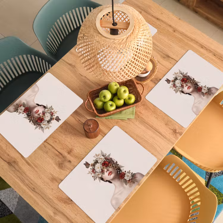 Portret - Bloemen - Cremé Placemat vinyl groot -zzsfeer5_Kitchenyeah-website