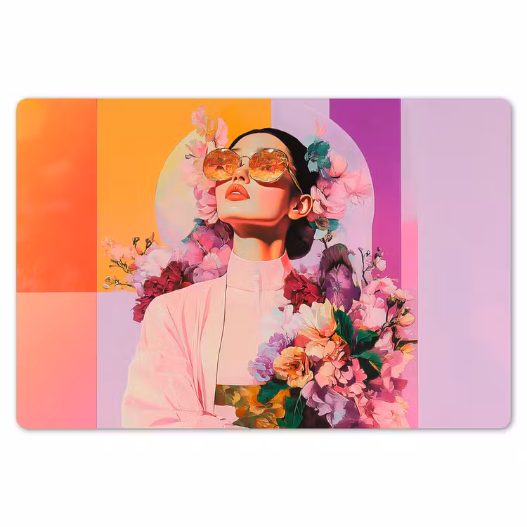 Portret - Vrouw - Abstract - Bloemen Placemat vinyl groot -zzsfeer1_Kitchenyeah-website
