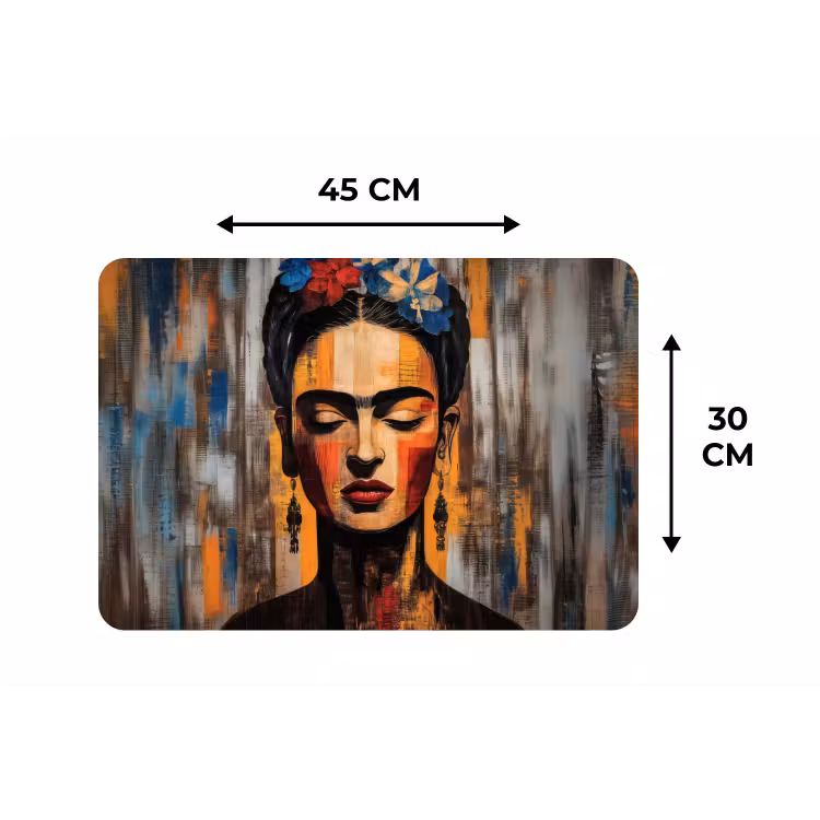 Portret - Vrouw - Bloemen Placemat vinyl groot -specs