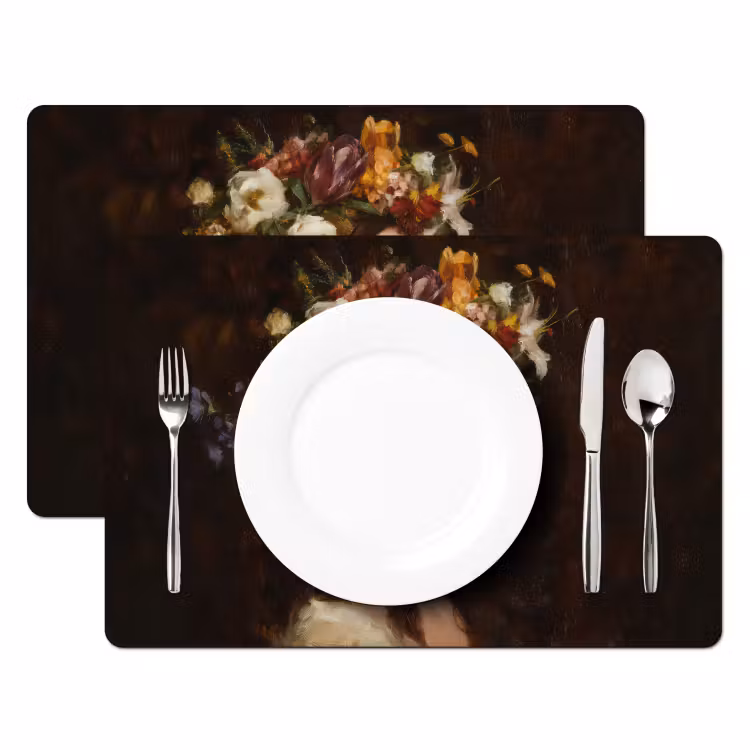 Portret - Vrouw - Bloemen Placemat vinyl groot -zzsfeer2_Kitchenyeah-website