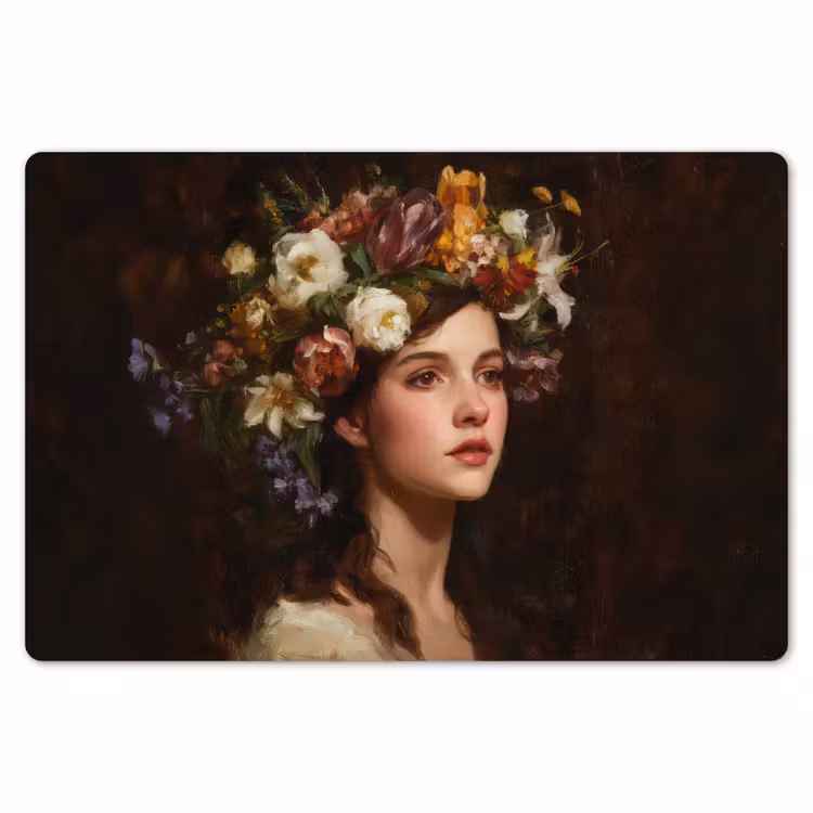 Portret - Vrouw - Bloemen Placemat vinyl groot -zzsfeer1_Kitchenyeah-website