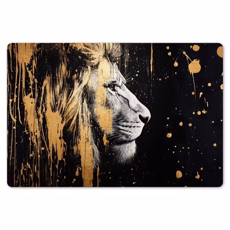 Portret - Leeuw - Abstract - Goud Placemat vinyl groot -zzsfeer1_Kitchenyeah-website