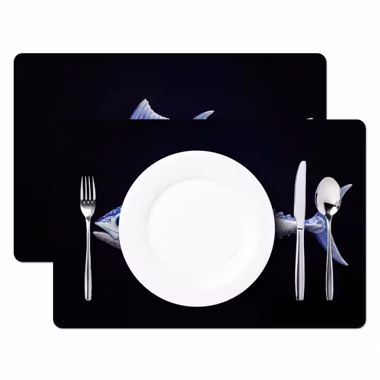 Porselein - Tonijn - Delfts - Blauw Placemat vinyl groot -zzsfeer2_Kitchenyeah-website