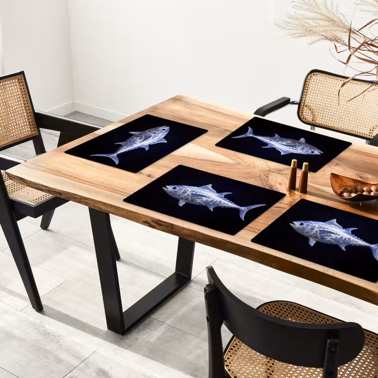 Porselein - Tonijn - Delfts - Blauw Placemat vinyl groot -zzsfeer4_Kitchenyeah-website