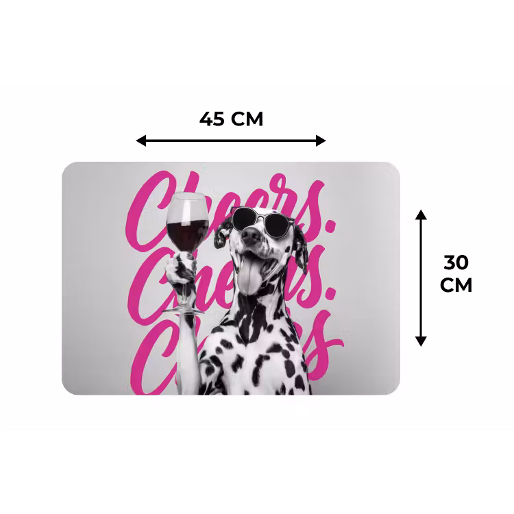 Cheers - Hond - Roze - Wijn Placemat vinyl groot -specs
