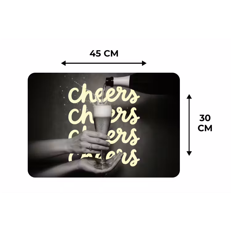 Cheers - Wijn - Zwart - Wit Placemat vinyl groot -specs