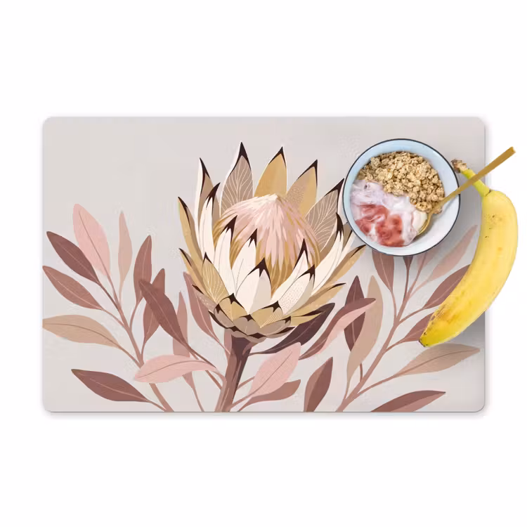 Protea - Bloem - Botanisch - Beige Placemat vinyl groot -zzzproduct_Kitchenyeah-website