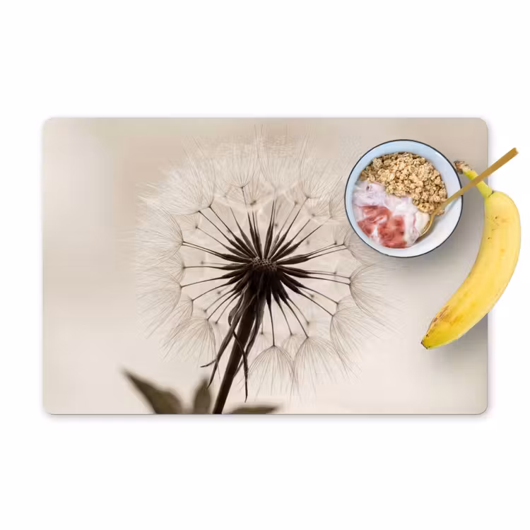 Paardenbloem - Minimalistisch - Wit Placemat vinyl groot -zzzproduct_Kitchenyeah-website