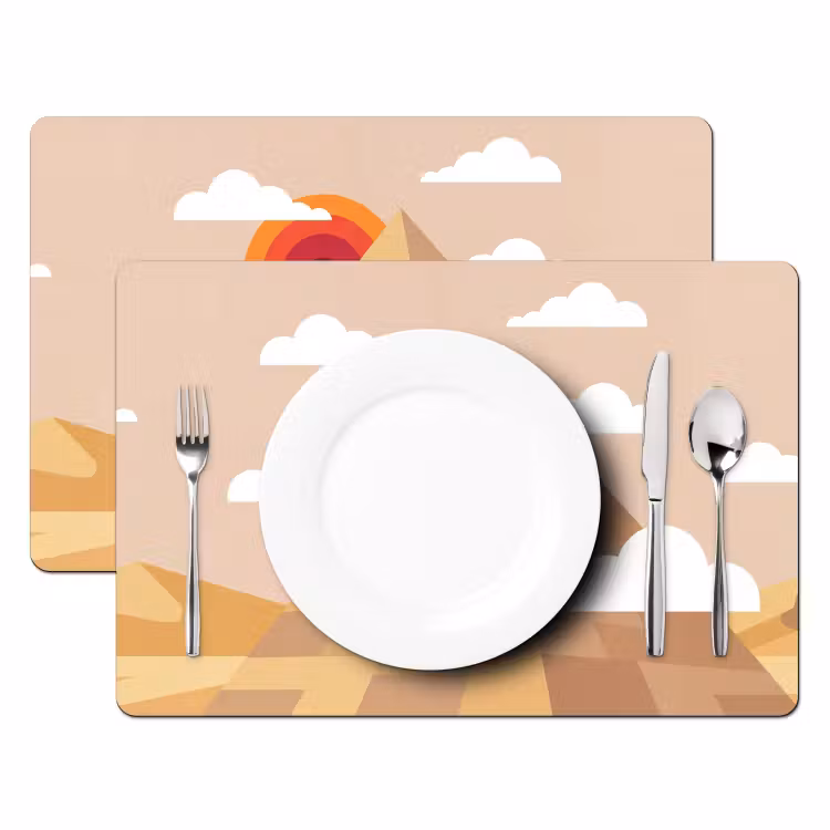 Piramide - Zon - Woestijn - Modern - Oranje Placemat vinyl groot -zzsfeer2_Kitchenyeah-website