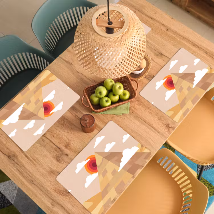 Piramide - Zon - Woestijn - Modern - Oranje Placemat vinyl groot -zzsfeer5_Kitchenyeah-website