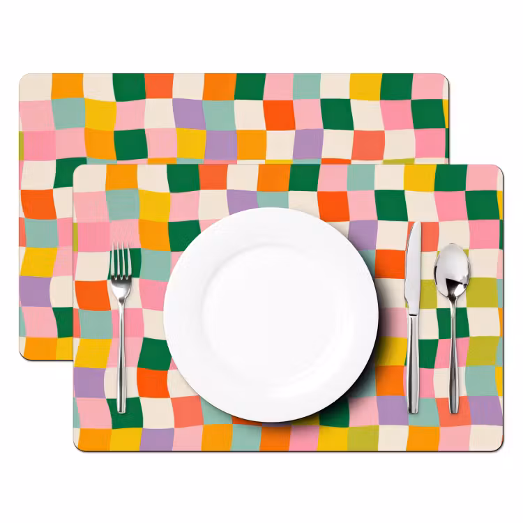 Vierkanten - Kleurrijk - Golvend Placemat vinyl groot -zzsfeer2_Kitchenyeah-website