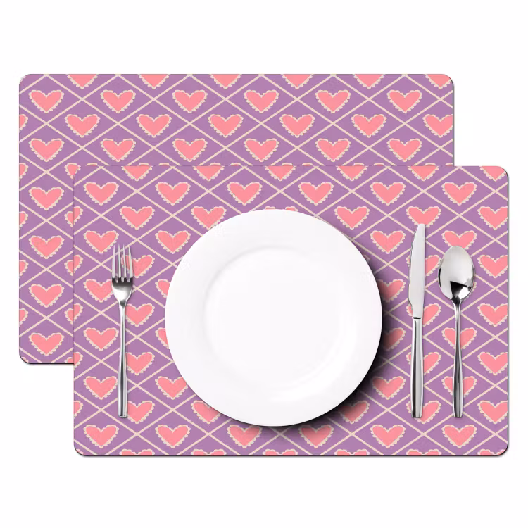 Ruit - Patroon - Paars - Hartjes Placemat vinyl groot 368 -zzsfeer2_Kitchenyeah-website