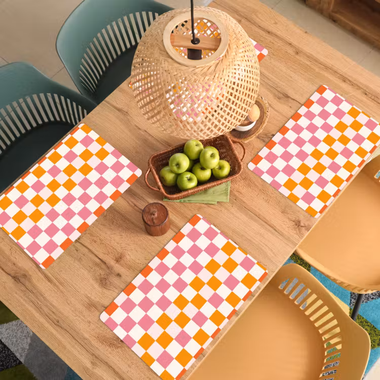 Vierkant - Patroon - Oranje Placemat vinyl groot 368 -zzsfeer5_Kitchenyeah-website