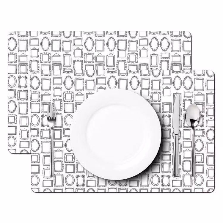 Lijsten - Patroon - Decoratie - Schets - Zwart-wit Placemat vinyl groot -zzsfeer2_Kitchenyeah-website