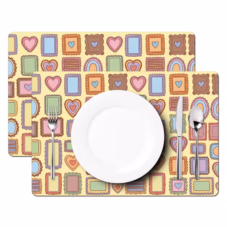 Lijst - Patroon - Hart - Speels - Kleurrijk Placemat vinyl groot -zzsfeer2_Kitchenyeah-website