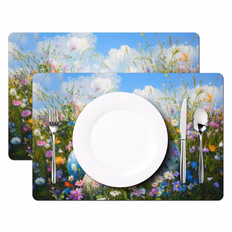 Grasveld - Eieren - Bloemen Placemat vinyl groot -zzsfeer2_Kitchenyeah-website