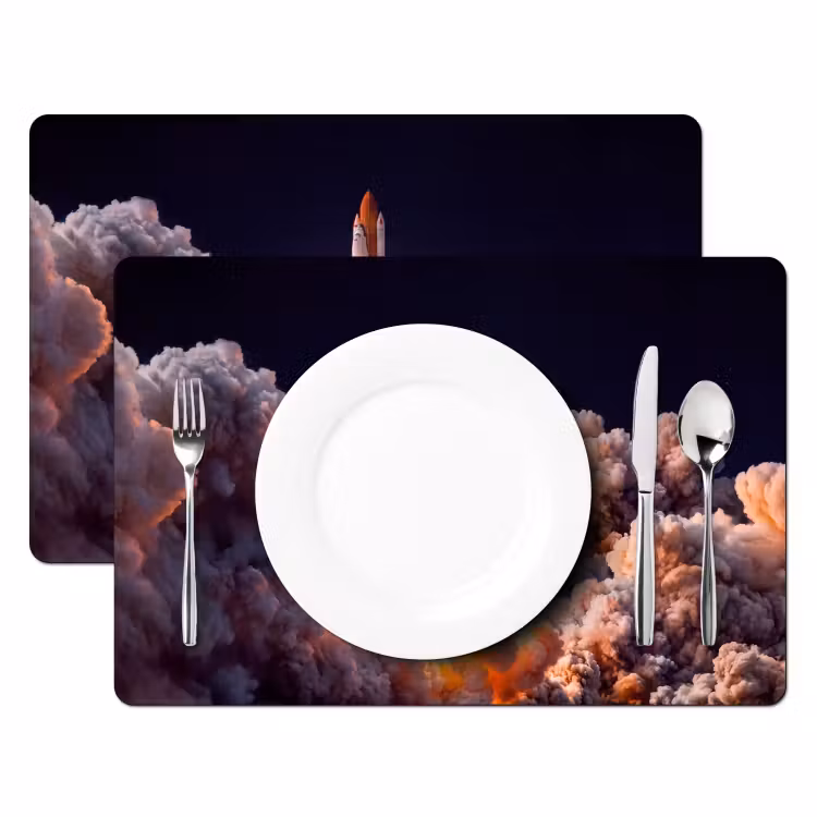 Tischset - 6 Stück - Raumfahrzeug – Start – Sterne - Ruimtevaartuig - Lancering - Sterren Placemat vinyl groot