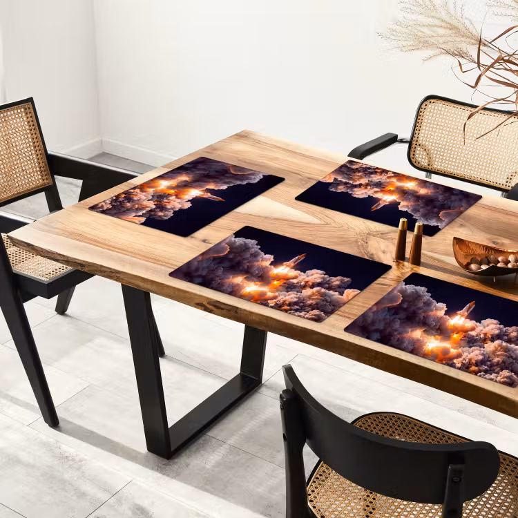 Tischset - 6 Stück - Raumfahrzeug – Start – Sterne - Ruimtevaartuig - Lancering - Sterren Placemat vinyl groot
