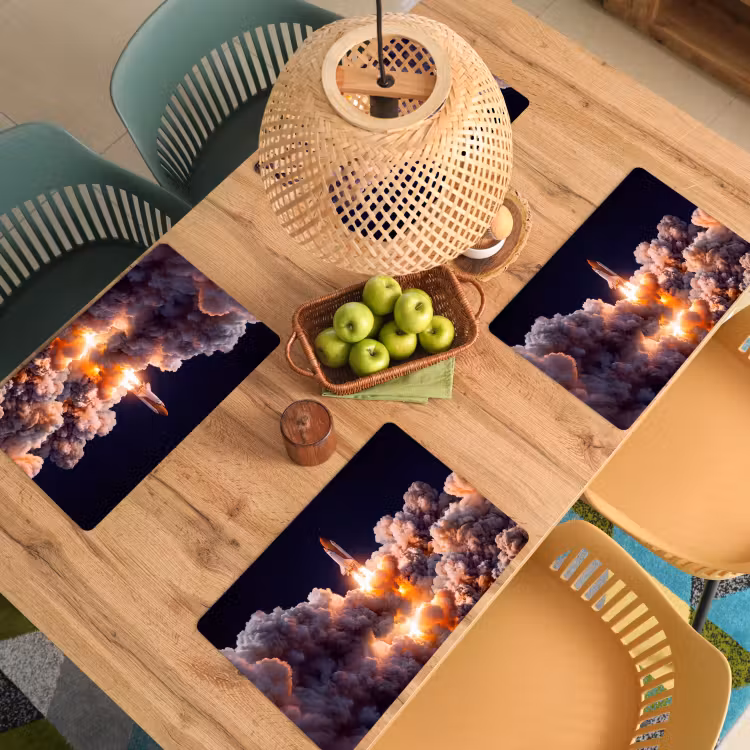 Tischset - 6 Stück - Raumfahrzeug – Start – Sterne - Ruimtevaartuig - Lancering - Sterren Placemat vinyl groot