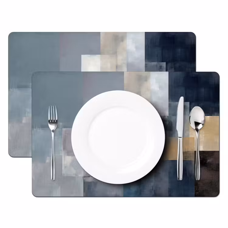 Rechthoeken - Abstract - Blauw Placemat vinyl groot -zzsfeer2_Kitchenyeah-website