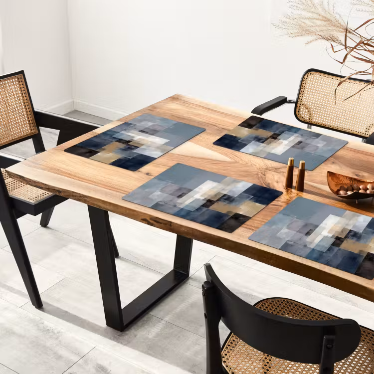 Rechthoeken - Abstract - Blauw Placemat vinyl groot -zzsfeer4_Kitchenyeah-website