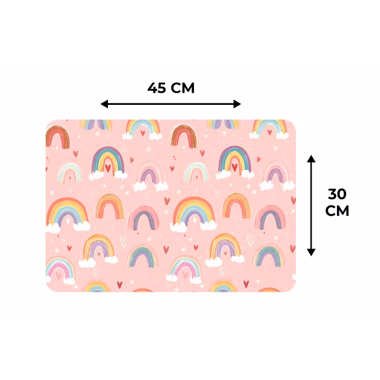 Regenboog - Patroon - Pastel - Handgetekend Placemat vinyl groot -specs