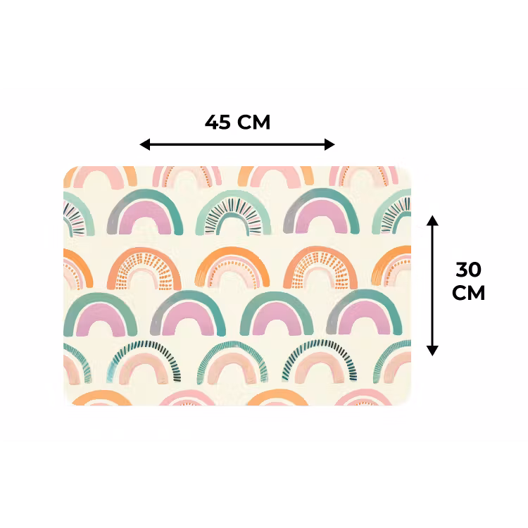 Regenboog - Pastel - Patroon Placemat vinyl groot -specs