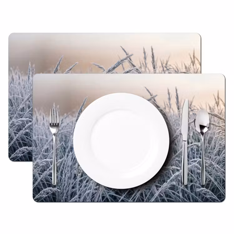 Rijp - Gras - Kristallen - Winter - Minimalistisch Placemat vinyl groot -zzsfeer2_Kitchenyeah-website