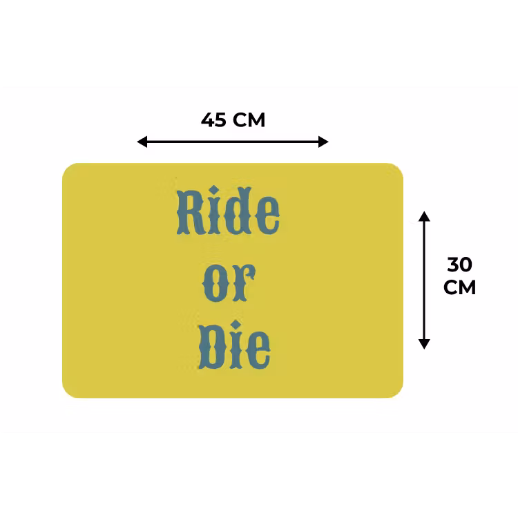 Ride or die - Geel - Blauw Placemat vinyl groot -specs