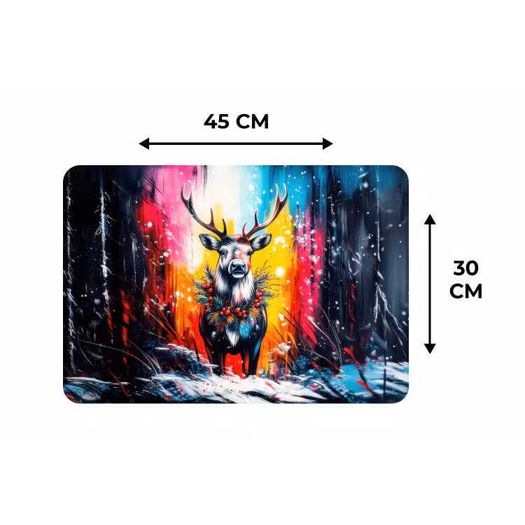 Rendier - Gewei - Krans - Kleurrijk Placemat vinyl groot -specs