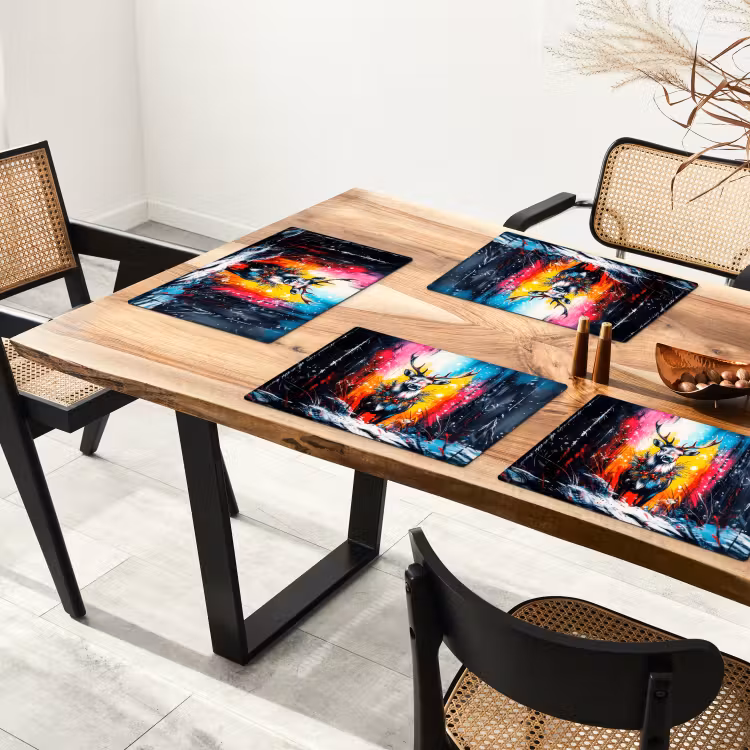 Rendier - Gewei - Krans - Kleurrijk Placemat vinyl groot -zzsfeer4_Kitchenyeah-website