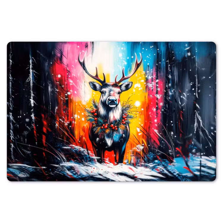 Rendier - Gewei - Krans - Kleurrijk Placemat vinyl groot -zzsfeer1_Kitchenyeah-website