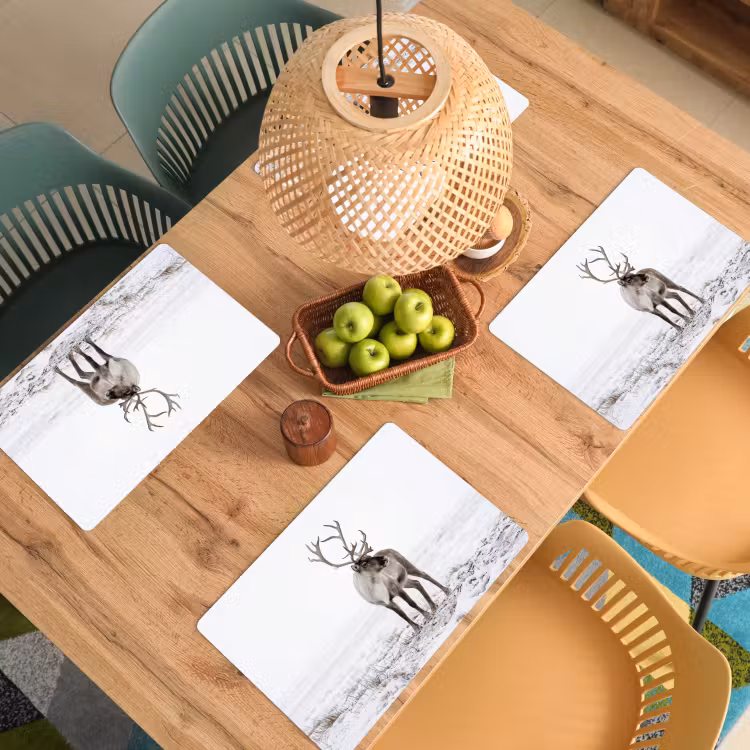 Rendier - Gewei - Sneeuw - Winter Placemat vinyl groot -zzsfeer5_Kitchenyeah-website