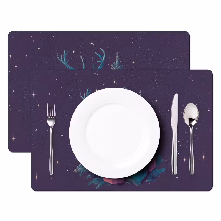 Rendier - Zonnebril - Neon - Kerstboom Placemat vinyl groot -zzsfeer2_Kitchenyeah-website