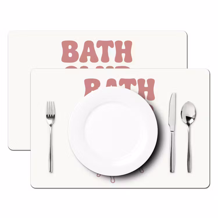 Retro - Bad - Roze Placemat vinyl groot -zzsfeer2_Kitchenyeah-website